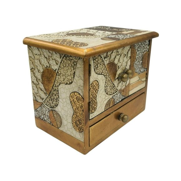 Hand Painted Art Deco Design Drawers Jewelry Box Armoire Cabinet Vintage - Picture 1 of 10